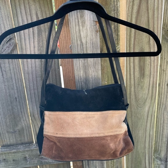Vintage Nancy Bacich y2k Nude Color Block Genuine Leather Tote Purse - Picture 7 of 10